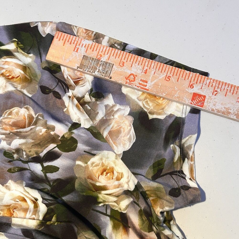 L’AGENCE Ressi Tee XL Gray Yellow Rose Floral Stretch Fitted Top - Picture 6 of 7